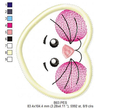 Cute Bunny Door Knobs Hanger - ITH Project - Machine Embroidery Design