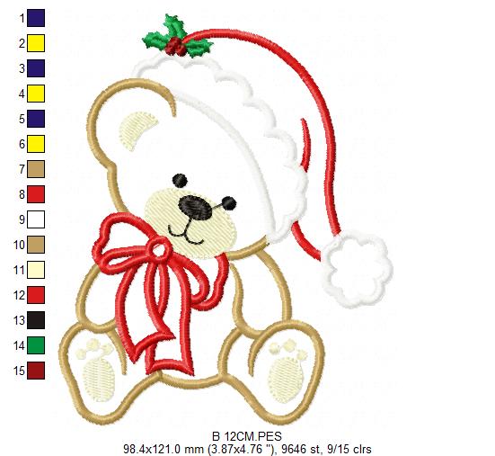 Christmas Teddy Bear Boy Santa - Applique