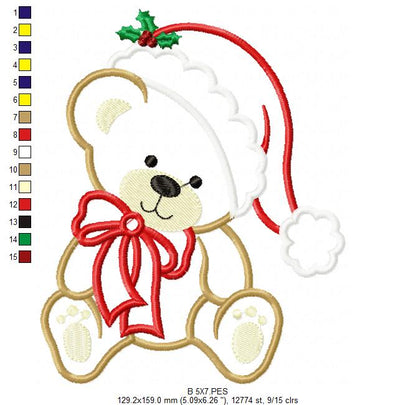 Christmas Teddy Bear Boy Santa - Applique