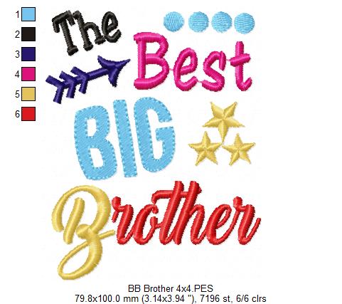 The Best Big Brother - Fill Stitch - Machine Embroidery Design