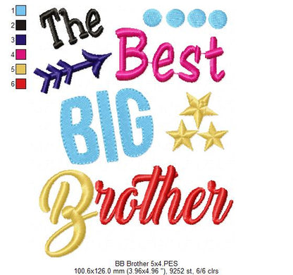 The Best Big Brother - Fill Stitch - Machine Embroidery Design