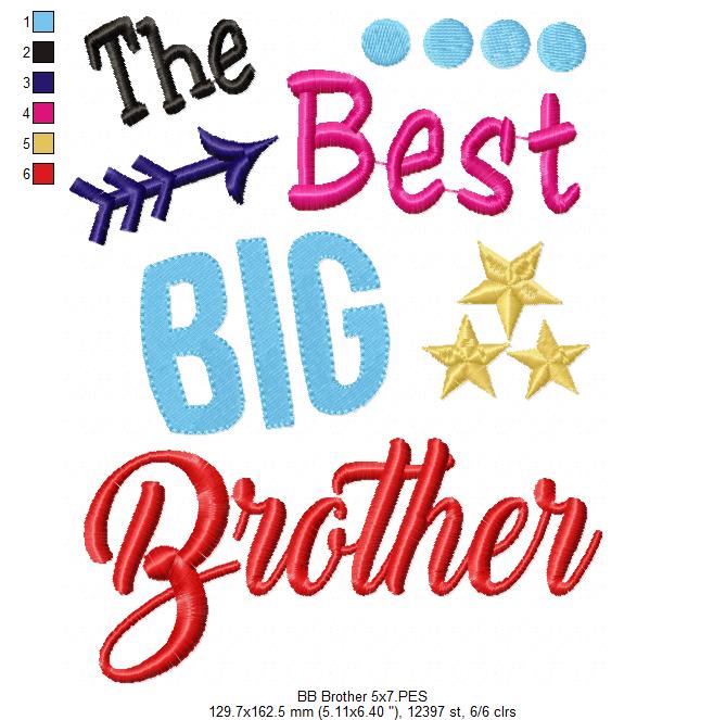 The Best Big Brother - Fill Stitch - Machine Embroidery Design