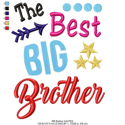 The Best Big Brother - Fill Stitch - Machine Embroidery Design
