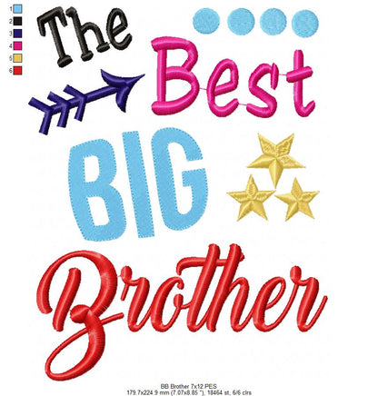 The Best Big Brother - Fill Stitch - Machine Embroidery Design