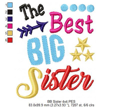 The Best Big Sister – Fill Stitch – Machine Embroidery Design