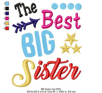 The Best Big Sister – Fill Stitch – Machine Embroidery Design