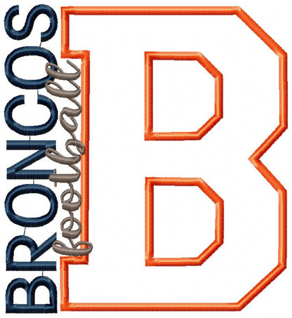 Broncos Football Letter B - Applique