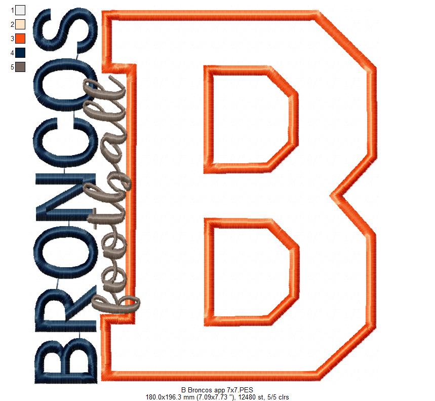 Broncos Football Letter B - Applique