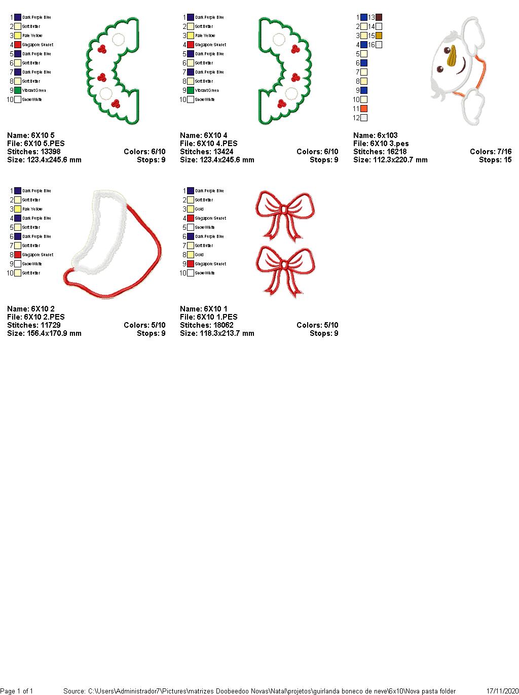 Snowman Wreath Christmas - ITH Project - Machine Embroidery Design