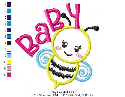 Mama Bee and Baby Bee - Bumble Bee - Set of 2 designs - Applique