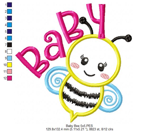 Mama Bee and Baby Bee - Bumble Bee - Set of 2 designs - Applique