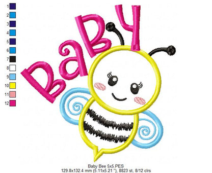 Mama Bee and Baby Bee - Bumble Bee - Set of 2 designs - Applique