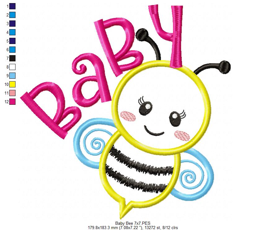 Mama Bee and Baby Bee - Bumble Bee - Set of 2 designs - Applique