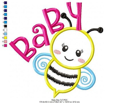 Mama Bee and Baby Bee - Bumble Bee - Set of 2 designs - Applique