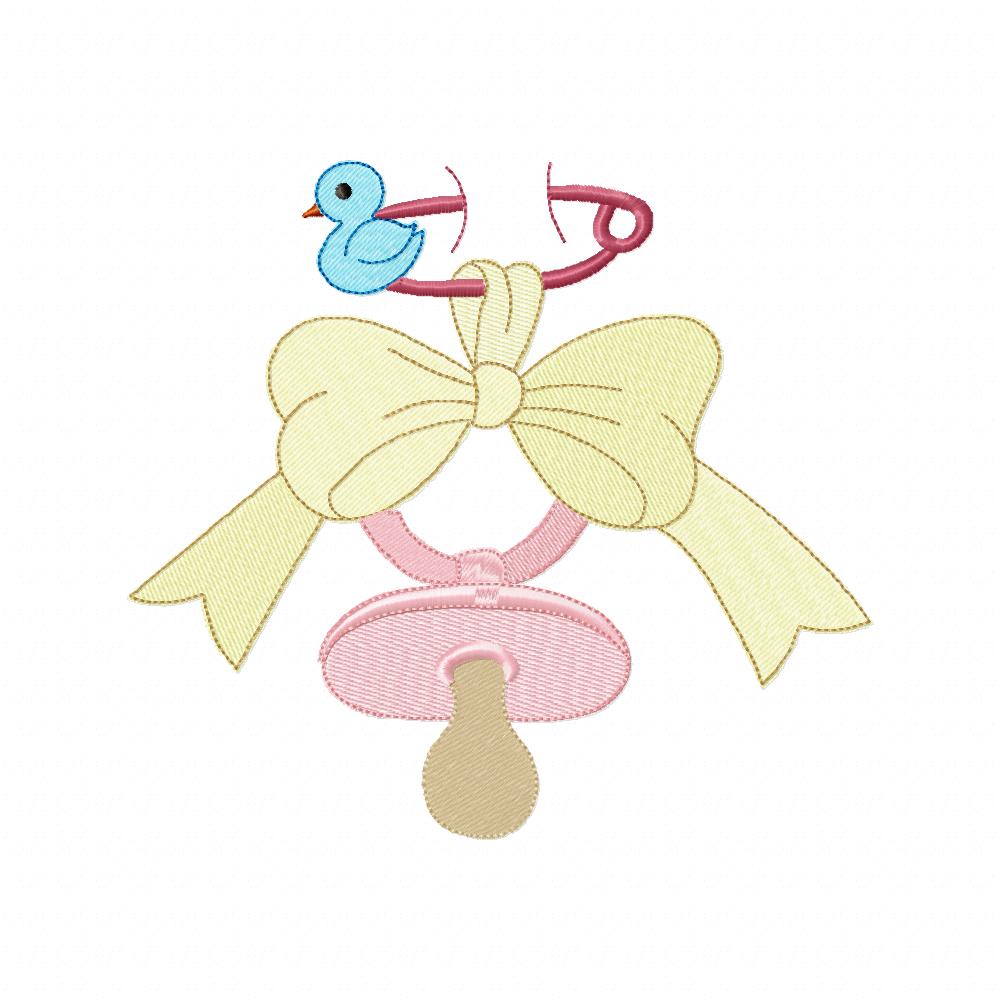 Baby Binky, Bow and Bird - Fill Stitch