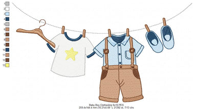 Baby Girl and Boy Clothesline - Fill Stitch - Set of 2 designs