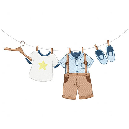 Baby Girl and Boy Clothesline - Fill Stitch - Set of 2 designs