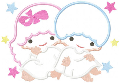 Twins Baby Girl and Baby Boy - Applique