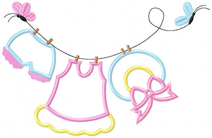 Baby Girl Clothesline - Applique