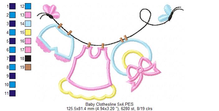 Baby Girl Clothesline - Applique