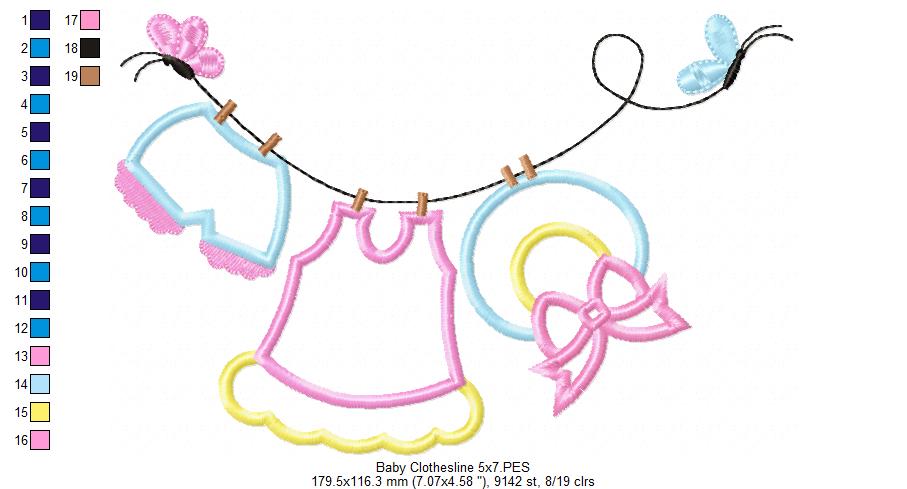 Baby Girl Clothesline - Applique