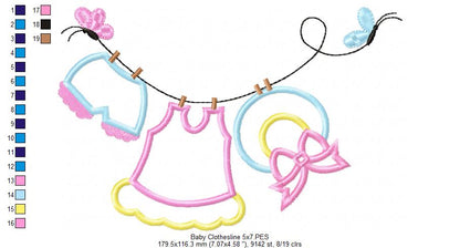 Baby Girl Clothesline - Applique