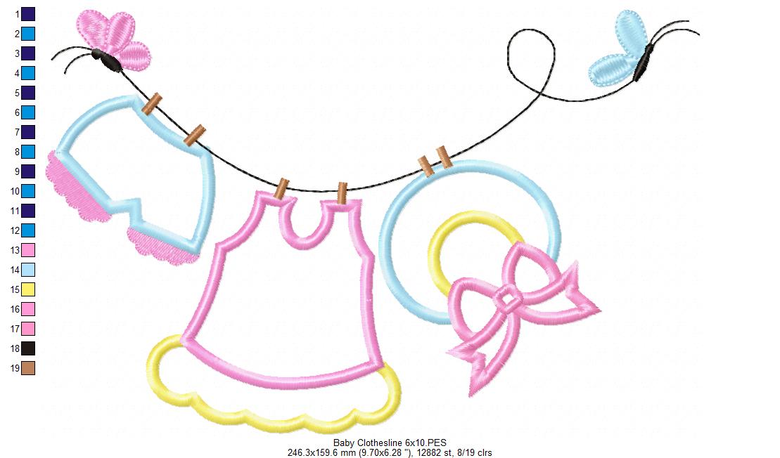 Baby Girl Clothesline - Applique