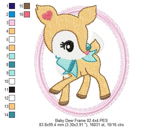 Baby Deer Little Doe Frame - Applique - Machine Embroidery Design