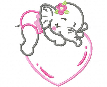 Sweet Baby Elephant Hearts Collection - Applique - Machine Embroidery Design