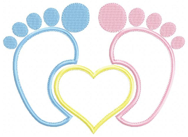 Sweet Baby Feet Heart - Appliqué – Machine Embroidery Design