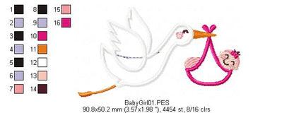 Baby Girl Sleeping - Applique - Machine Embroidery Design