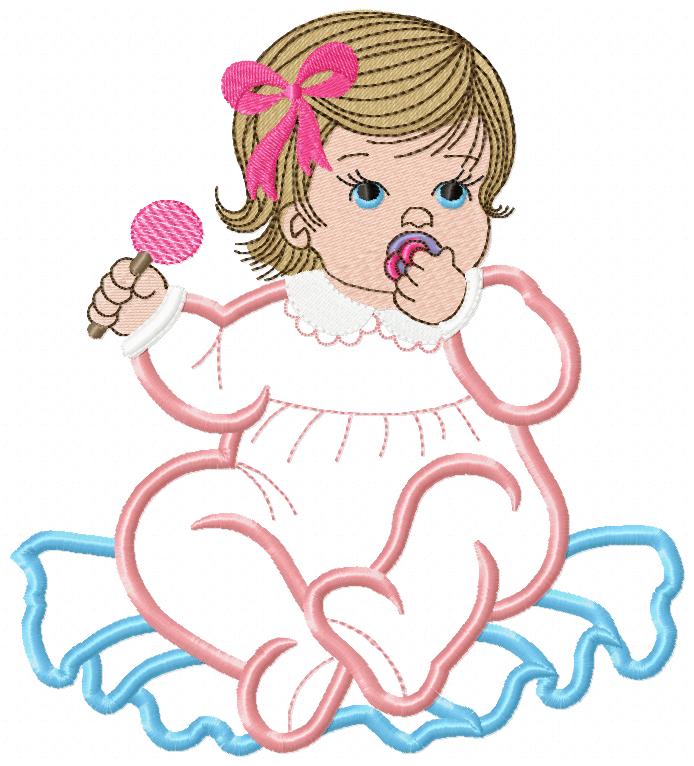 Baby Girl with Candy - Applique - Machine Embroidery Design