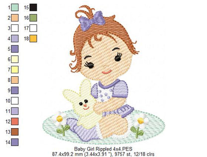 Baby Girl and Bunny - Rippled Stitch