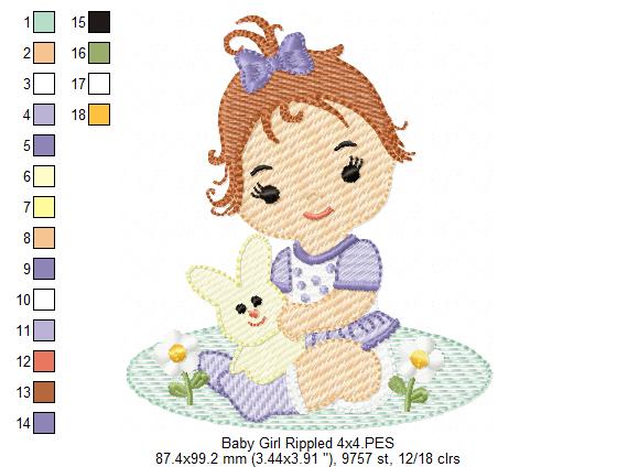 Baby Girl and Bunny - Rippled Stitch