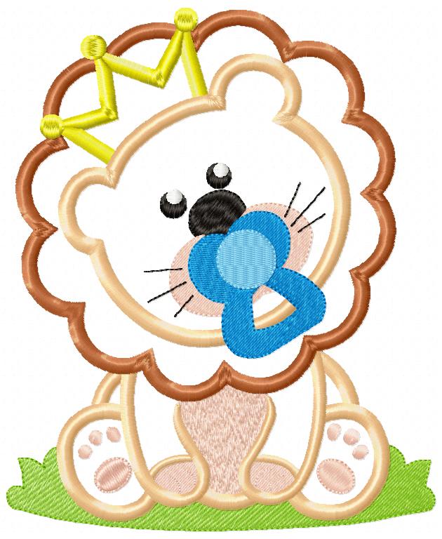Lion King with Baby Binky - Applique Embroidery