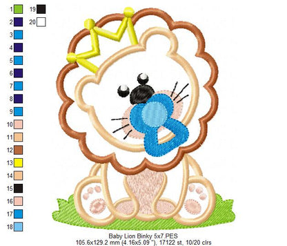 Lion King with Baby Binky - Applique Embroidery