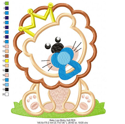 Lion King with Baby Binky - Applique Embroidery
