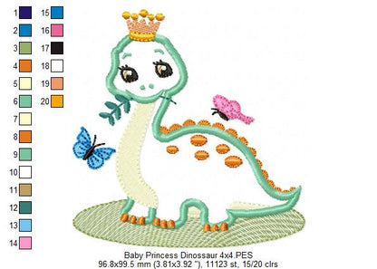 Baby Princess Dinossaur - Applique