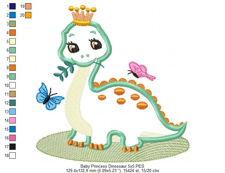 Baby Princess Dinossaur - Applique