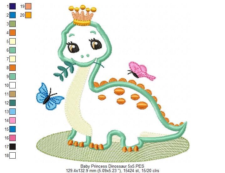 Baby Princess Dinossaur - Applique
