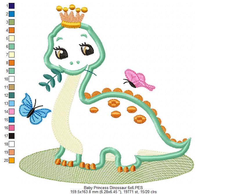 Baby Princess Dinossaur - Applique