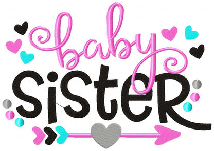 Sister Arrow and Hearts - Fill Stitch - Set of 6 designs - Machine Embroidery Design