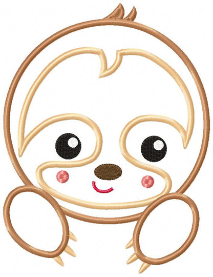 Baby Sloth Boy – Applique Stitch – Machine Embroidery Design