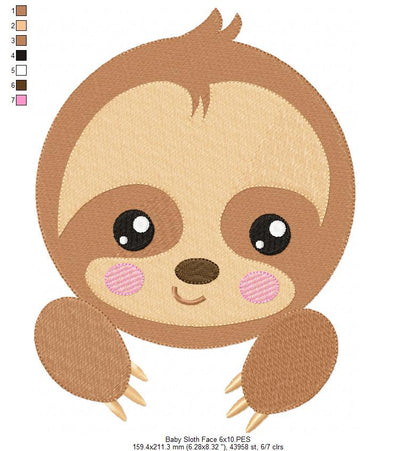 Baby Sloth Face - Set of 2 designs - Fill Stitch