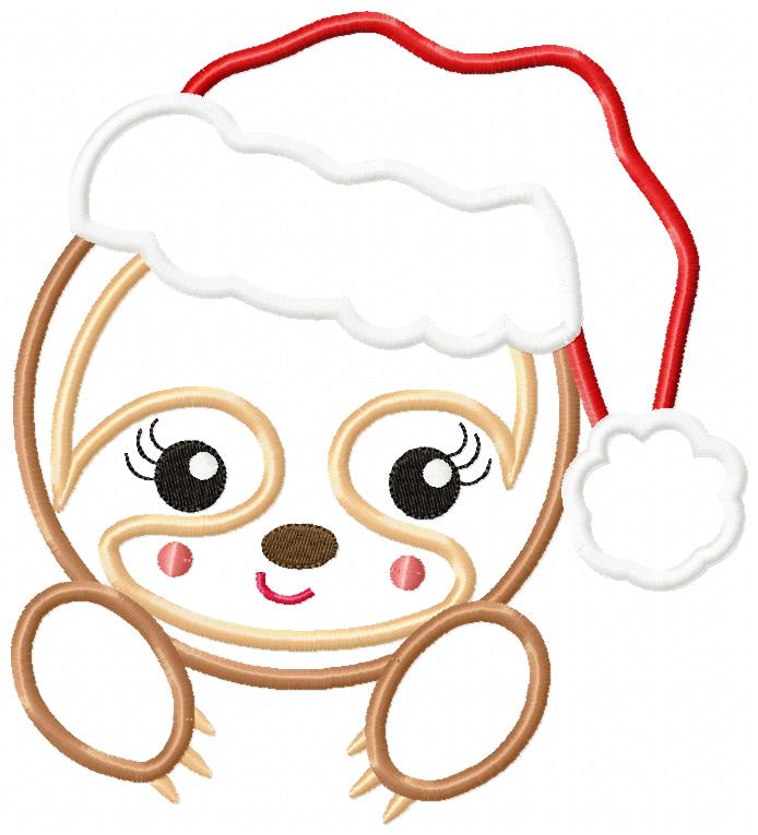 Baby Sloth Santa Girl - Applique