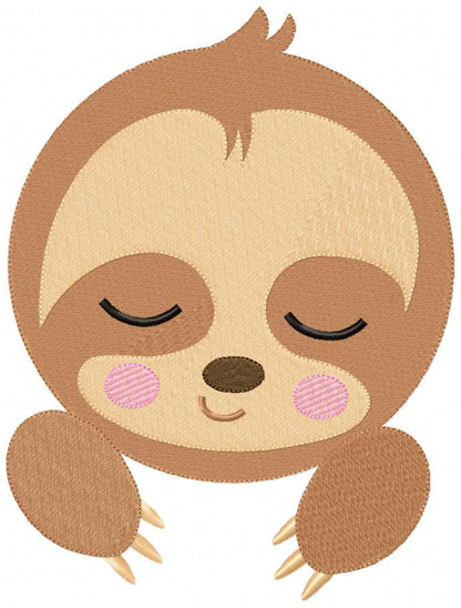 Sleepy Baby Sloth Face - Fill Stitch – Machine Embroidery Design