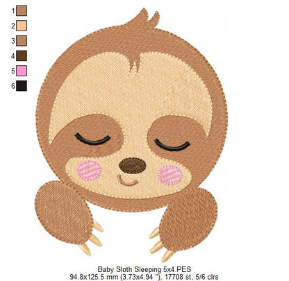 Baby Sloth Face - Set of 2 designs - Fill Stitch
