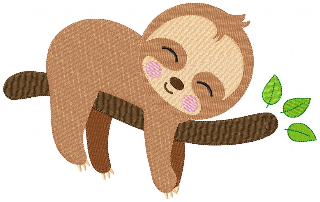 Baby Sloth Sleeping on a Tree - Fill Stitch