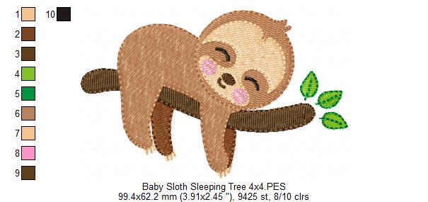 Baby Sloth Sleeping on a Tree - Fill Stitch