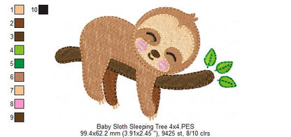 Baby Sloth Tree - Set of 2 designs - Fill Stitch